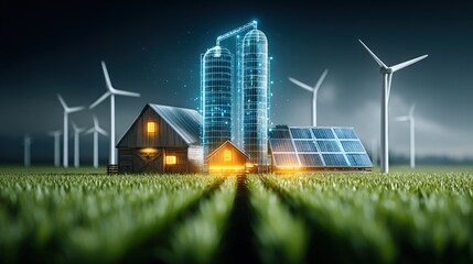 Sustainable farming innovation rural environment digital agriculture high-tech solutions wind energy integration eco-friendly practices
