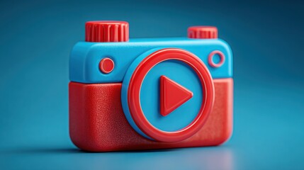 Camera fitted with a prominent video button for creating engaging content in influencer clip overlay concept