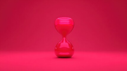 Striking red hourglass symbolizing time and influence in the context of digital media and content creation