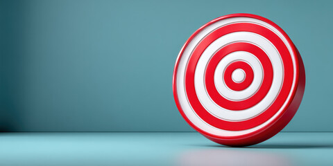 Red and white target disc on blue surface evoking focus and achievement