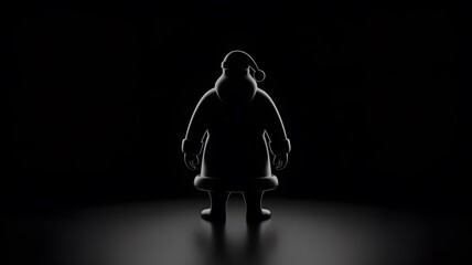 Santa Claus Silhouette on Black Background, Mystery of Christmas Eve, Dark & Moody Holiday Theme, Minimalist Concept of Saint Nicholas, Shadowy Figure, Backlit 3D Render – Abstract Winter Holiday Art