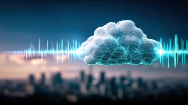 Sound cloud technology revolutionizing urban environments digital art futuristic skyline creative perspective innovation