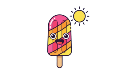 Cute popsicle character enjoying the summer sun.