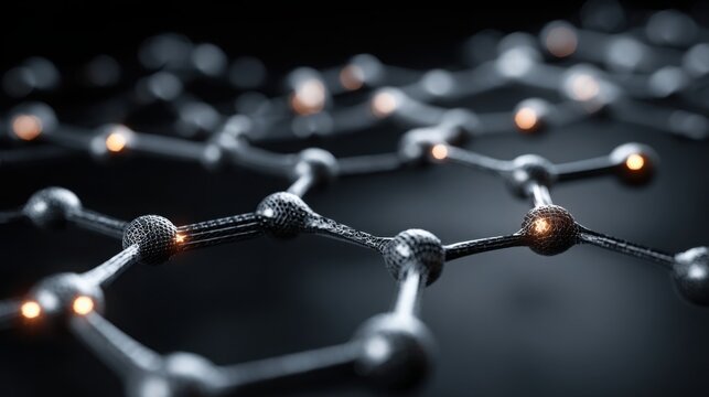 Molecule with multi-colored lights symbolizing the concept of longevity adaptive nexus grid in vibrant design