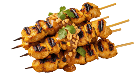Realistic Chicken Satay Skewers PNG