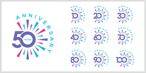 Collection of anniversary logo design. Celebration Day Custom Vector Graphics Concept Icon