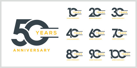 Collection of anniversary logo design template. Celebration day special vector symbol concept icon