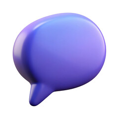 3d rendered purple speech bubble icon with a subtle gradient perfect for digital communication and messaging apps isolated on transparent background