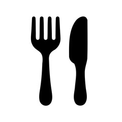 Utensil icon: minimalist fork and knife silhouette design