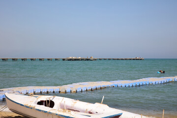 The dock and red sea