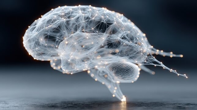 Artistic representation of a brain in a network integrity concept illustrating longevity and preservation