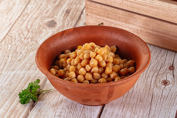 Boiled chickpea beans in the bowl
