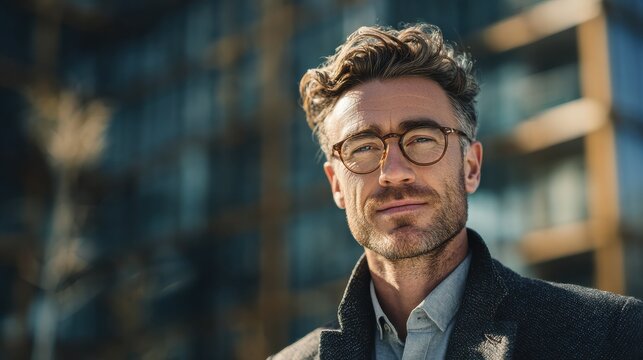 portrait of a businessman ceo or architect involved in sustainable architecture and green design a professional image that aligns with innovation ecoconscious living and urban generative ai