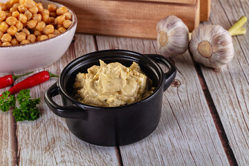 Natural organic homemade chickpea hummus