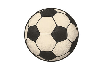 Soccer ball hand drawn illustration displaying a rough pencil textured sketch on a transparent alpha background