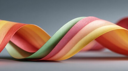 Beautiful colorful ribbon laid on a table representing the longevity depth ribbon concept of layered life and connections