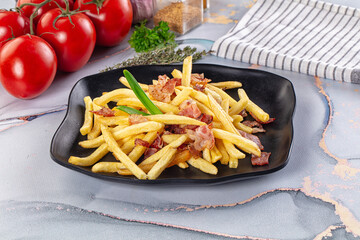 French fry potato with bacon