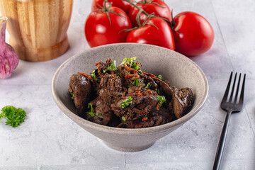 Roasted chicken liver with green onion