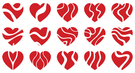 Heart Shape Pattern, broken hearts, love symbols, emotional red icon set, Love & Break Icons, heart collection, cracked hearts, romantic symbol pack