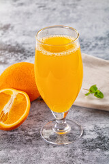 Fresh orange juice in the glass