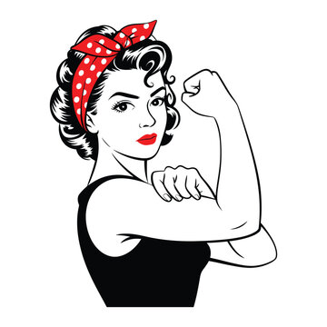 Iconic rosie the riveter illustration isolated on, a symbol of female empowerment, strength, and determination during world war ii era