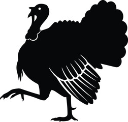 Silhouette of a turkey with its tail feathers fanned out