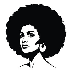 A striking portrait of a woman with a large afro isolated on, embodying beauty, confidence, and cultural pride in a bold and artistic style