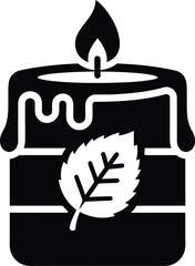 Aromatherapy candle with leaf design and dripping wax