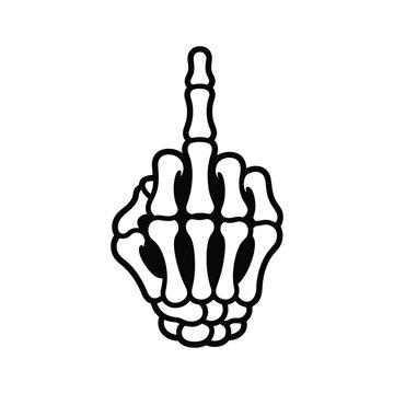 Skeleton hand showing middle finger isolated on, a bold and edgy design element for expressing rebellion and individuality in various creative projects
