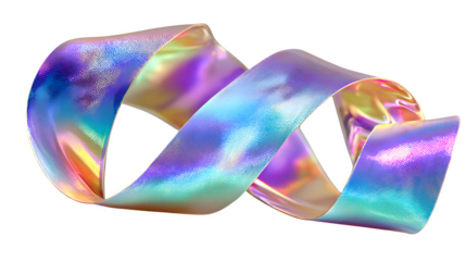 Iridescent Möbius Strip, isolated on transparent background