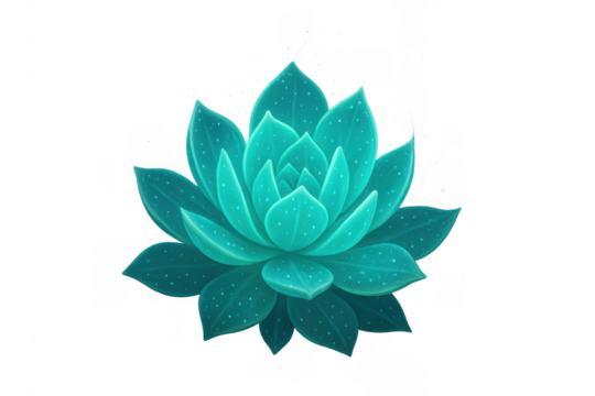 Succulent echeveria plant in a stylish turquoise color and detailed illustration on transparent background - Powered by Adobe