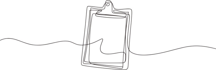 Minimalist continuous line drawing of a clipboard single
