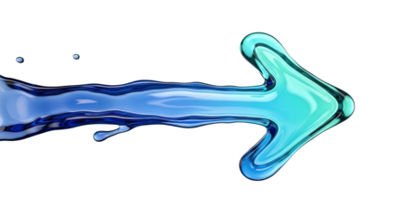 Liquid Flow 3D Arrow With Smooth Organic Shape on White