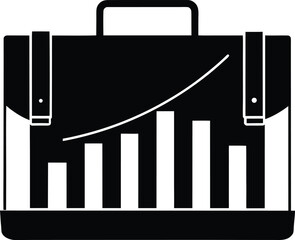 Minimalist briefcase with a rising bar chart symbol