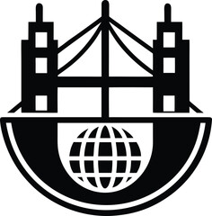 Global financial architecture bridge icon design