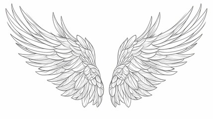 Obraz premium Detailed monochromatic sketch depicts a pair of symmetrical avian appendages