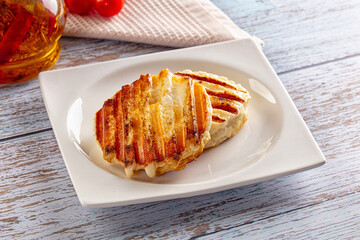 Grilled Greek haloumi cheese snack