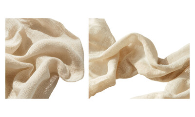 Textured beige linen fabric draped with soft folds and shadows