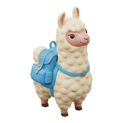 Obraz premium Cute White Llama Character Ready for Adventure Trip