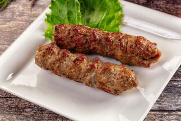 Grilled beef kebab minced meat