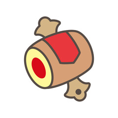 Uchide no Kozuchi (Magic Mallet) Icon, Simple Vector Line Art in Pastel Color for Japanese Treasure