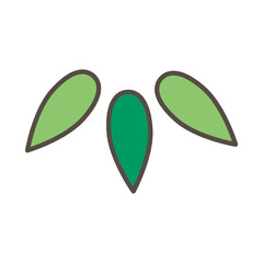 Three Bamboo Leaves Ornament Icon, Vector Line Art in Pastel Color for New Year's Card Decoration