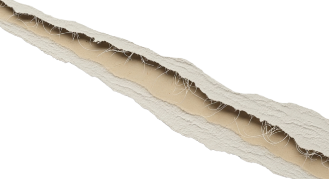 Diagonal Torn Paper Strip PNG with Detailed Fiber Edges.png