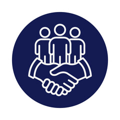 Teamwork handshake and people icon isolated on transparent background
