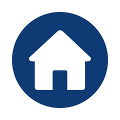 White house icon inside a blue circle isolated on transparent background