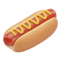 A delicious classic cartoon style hot dog with mustard