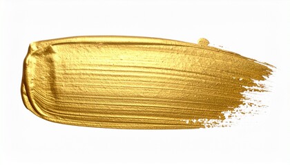 Metallic Gold Brushstroke with Textured Ridges on White Background
