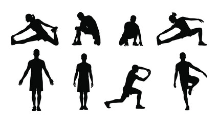 Fitness and exercise silhouettes isolated on white background, Vector