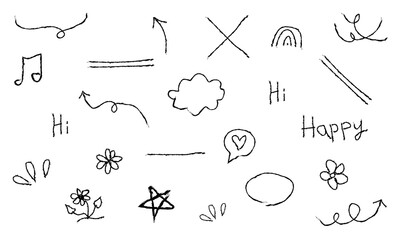 Simple Hand-Drawn Doodle Elements Collection — Cute Sketch Icons for Journals, Notes & Creative Design