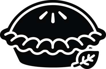 Simple black and white icon of a delicious baked pie